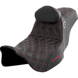 Saddlemen Pro Series SDC Performance Grip Seat With Backrest Wine Berry Stitch - SC80807WINRT For Harley Touring 2008-2023