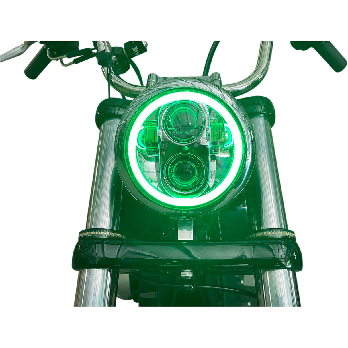 Custom Dynamics ProGLOW™ LED Headlamp With Color Changing Halo With Mounting Ring Chrome - PG-575-C For Harley 1957-2022
