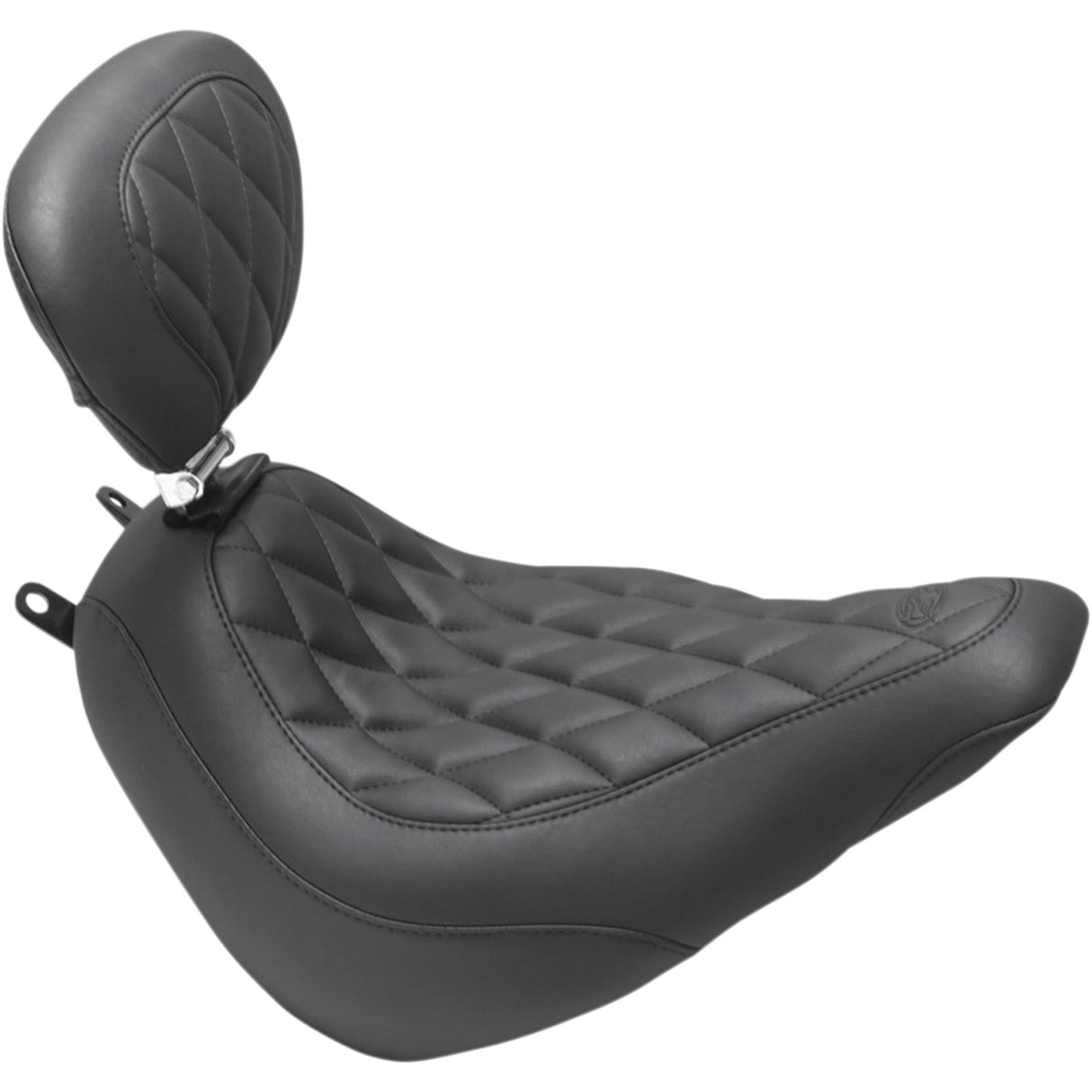 Mustang Wide Tripper™ Seat With Driver's Backrest Diamond - 83007 For Harley Softail 2018-2021