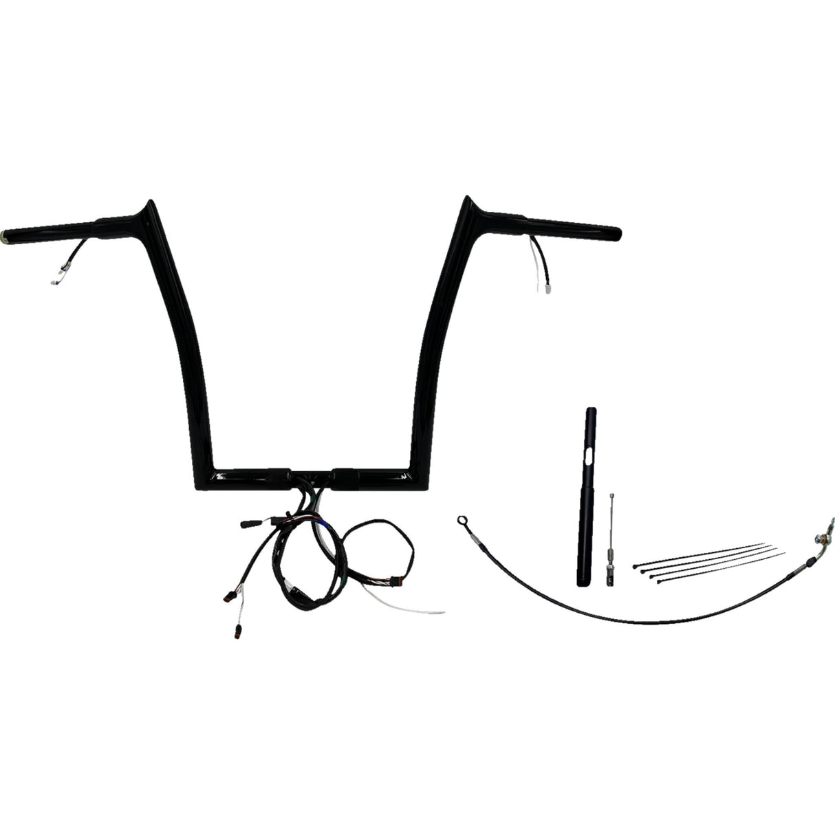 FAT Baggers INC. EZ Install Wired 1-1/4" Pointed Top Handlebar Kit 14" Black - 912914-B For Harley Road Glide 2021-2022