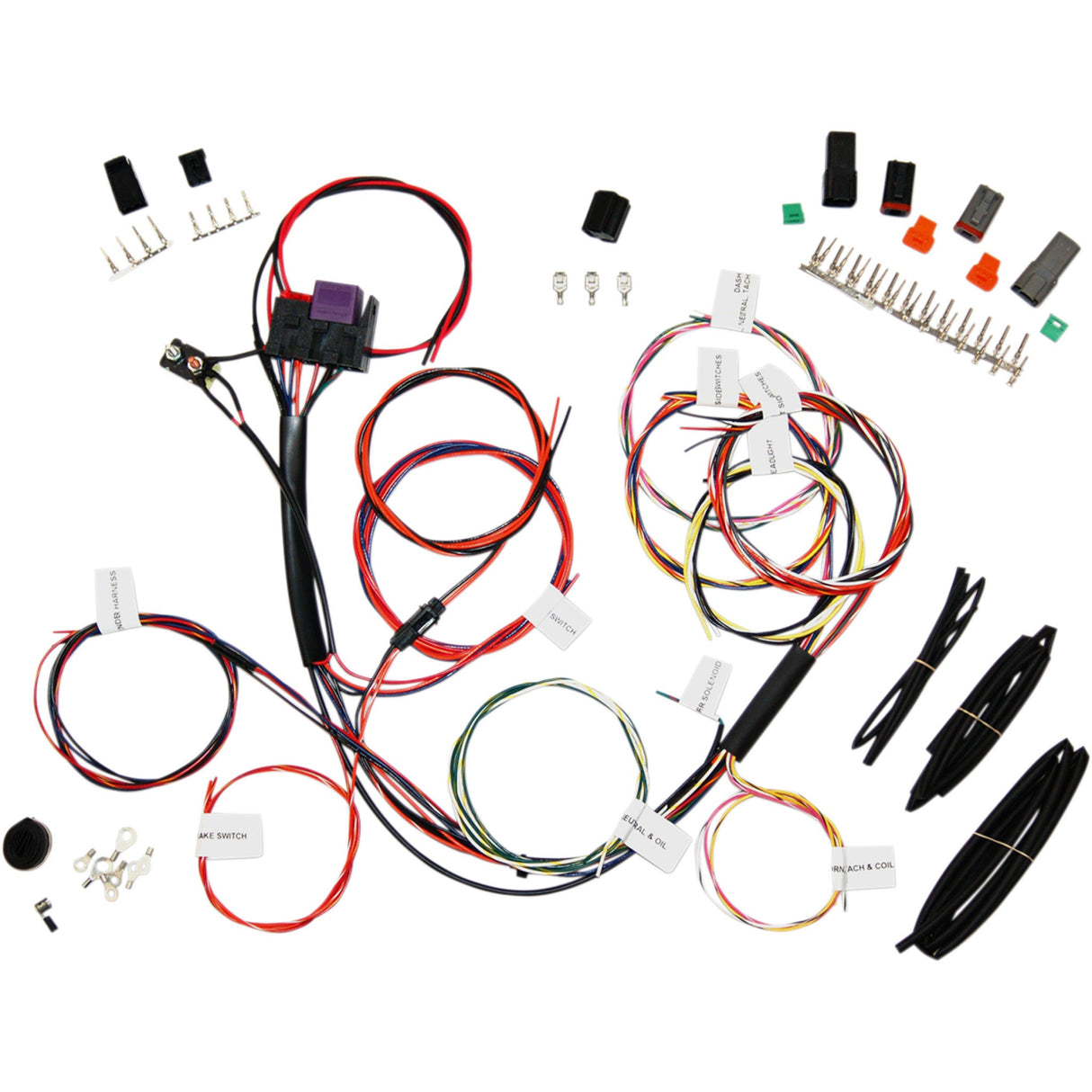 NAMZ 2120-0973 NCBH-01-C Complete Bike Harness with Starter Relay & 3-Circuits - Custom Wiring Harness
