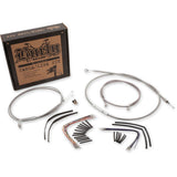 Burly Brand Complete Stainless Braided Handlebar Cable Brake Line Kit 14" Ape Hangers - B30-1049 For Harley Softail 2000-2006