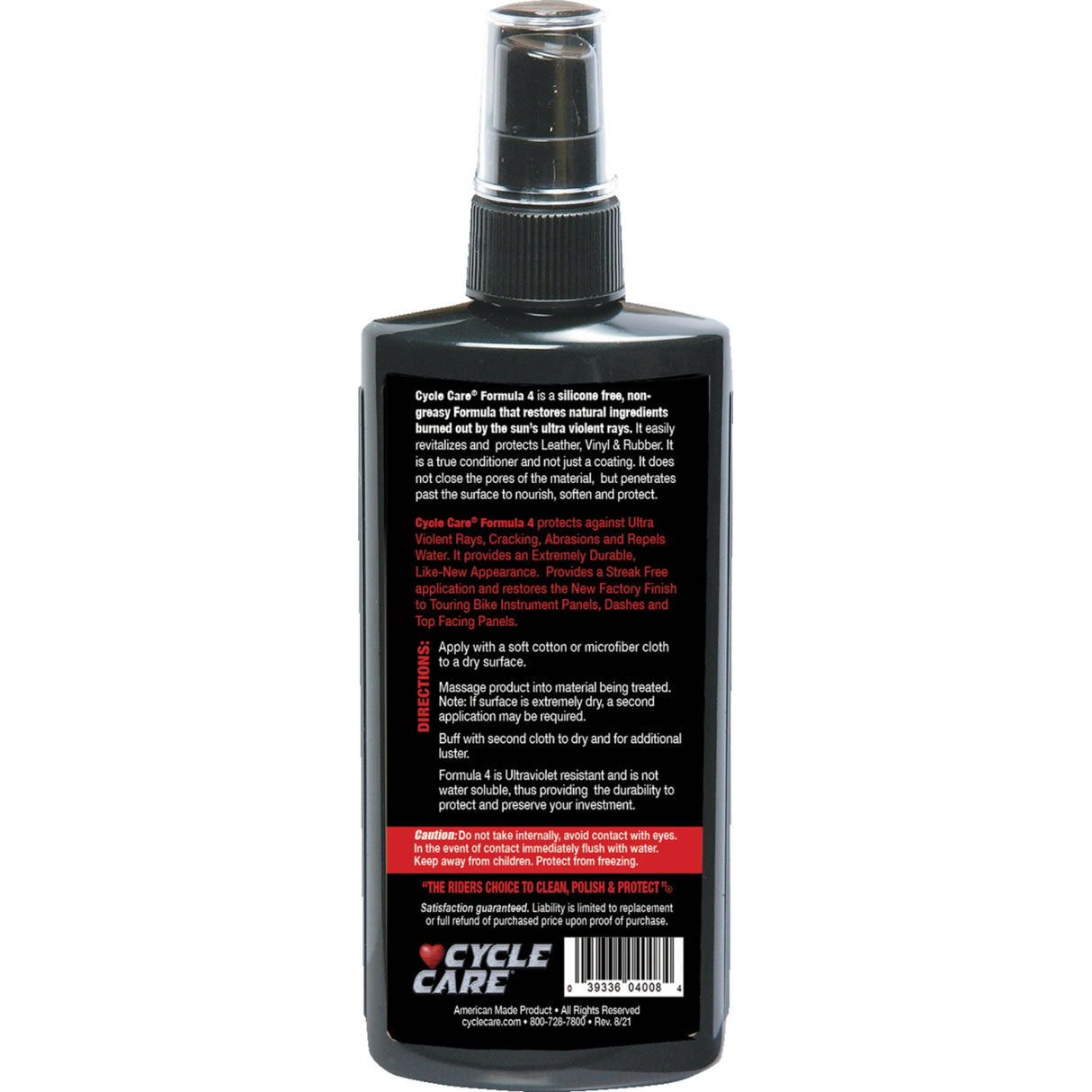 CYCLE CARE FORMULAS 3706-0036 04008 Formula 4 Leather, Vinyl And Rubber Conditioner Formula 4 Leather Vinyl - 8 U.S. fl oz.