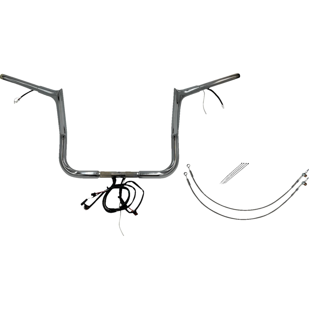 FAT Baggers INC. EZ Install Wired 1-1/4" Pointed Top Handlebar Kit 12" Chrome - 901212 For Harley Touring 2014-2015
