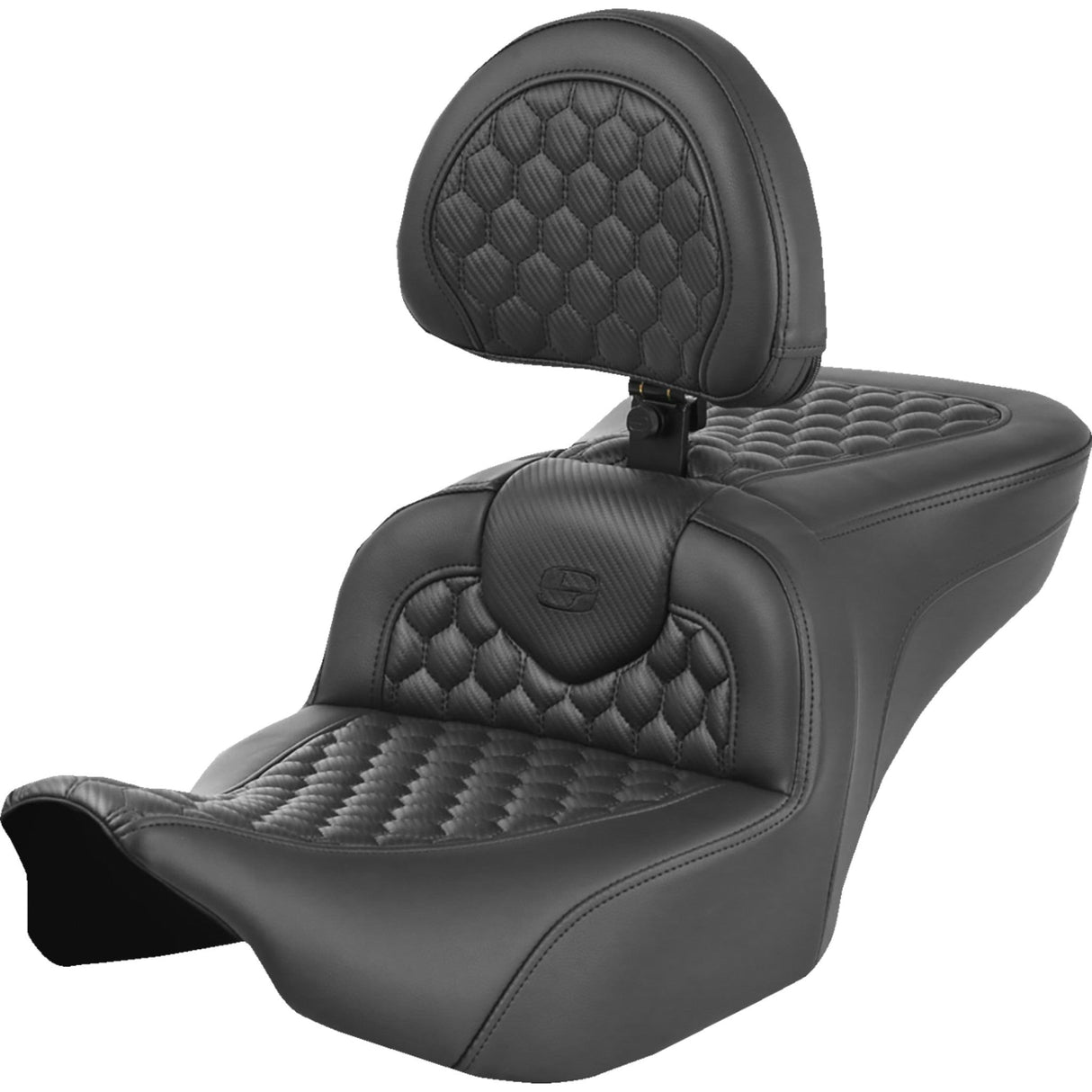 Saddlemen Roadsofa™ Heated Seat Honeycomb Stitch With Backrest - 823-07-189C0 For Harley Touring 2023-2026
