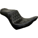 LePera Tailwhip Seat Diamond With Chestnut Stitching Black - LYR-580DD-CHET For Harley Softail 2018-2023
