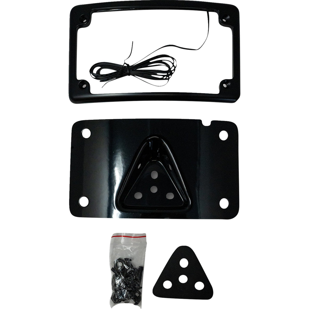 KODLIN USA 2030-2464 KUS20352 Curved Laydown License Plate Kit 3-Hole License Plate Mount - Curved - Black