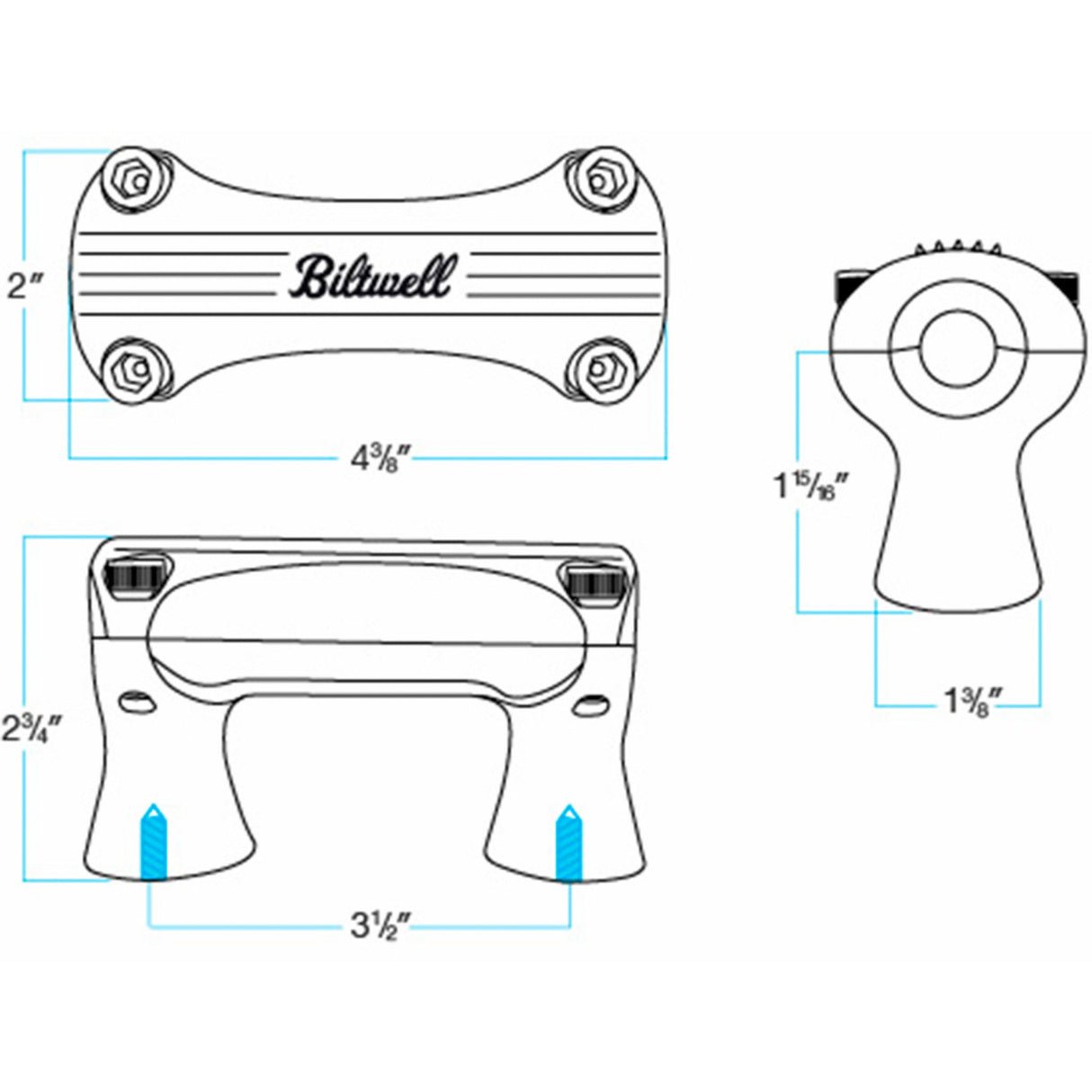 BILTWELL 0602-0569 6402-302-02 2" Thunder Handlebar Riser Risers - Thunder - 2" - Polished