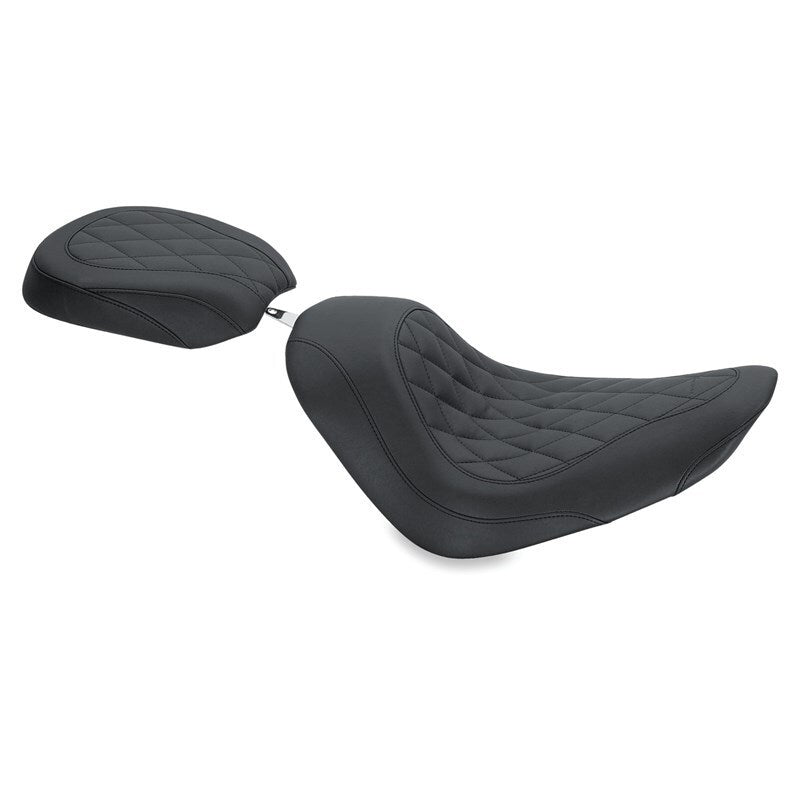 Mustang Motorcycle Mustang Wide Tire (200mm) Wide Tripper Passenger Seat Diamond Stitch Black - 76743 For Harley Softail 2006-2017