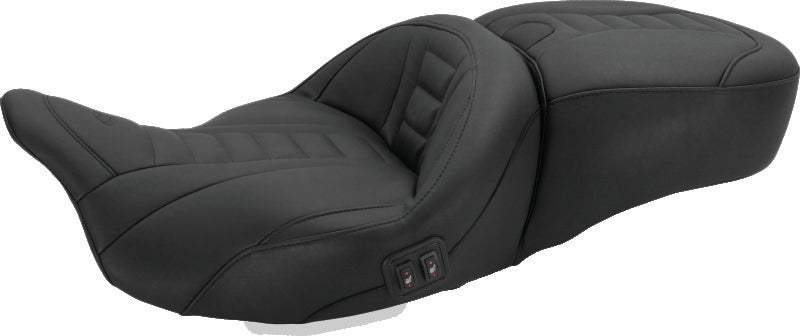 Mustang Motorcycle Mustang Electra Glide, Rd Glide, Rd King, Str Glide Heated 1PC Seat Deluxe-Black - 79007 For Harley Touring 2008-2021