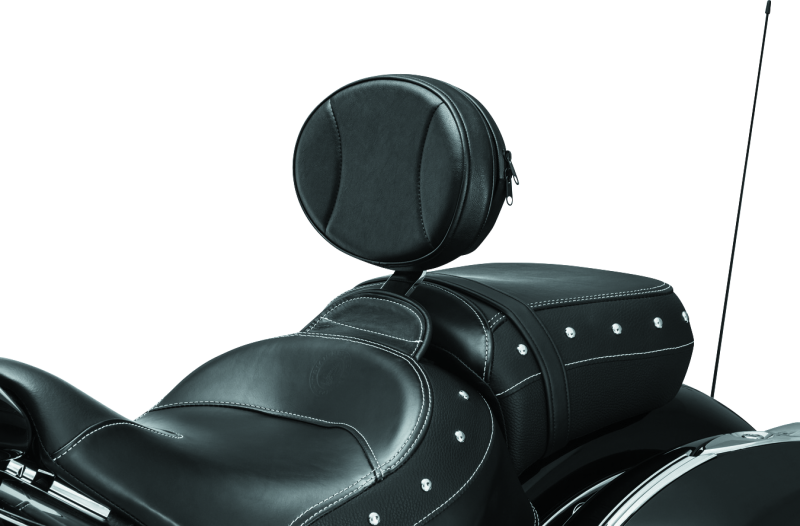 Kuryakyn Plug-N-Go Driver Backrest Black Pad, Chrome - 1628 For Indian 2014-2024