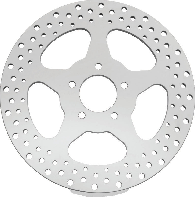 Bikers Choice 619973 00-17 Big Twin 11.5 Inch Polished Frt 5 Spoke Drilled Stnless Rotor Repl H-D 44156-00