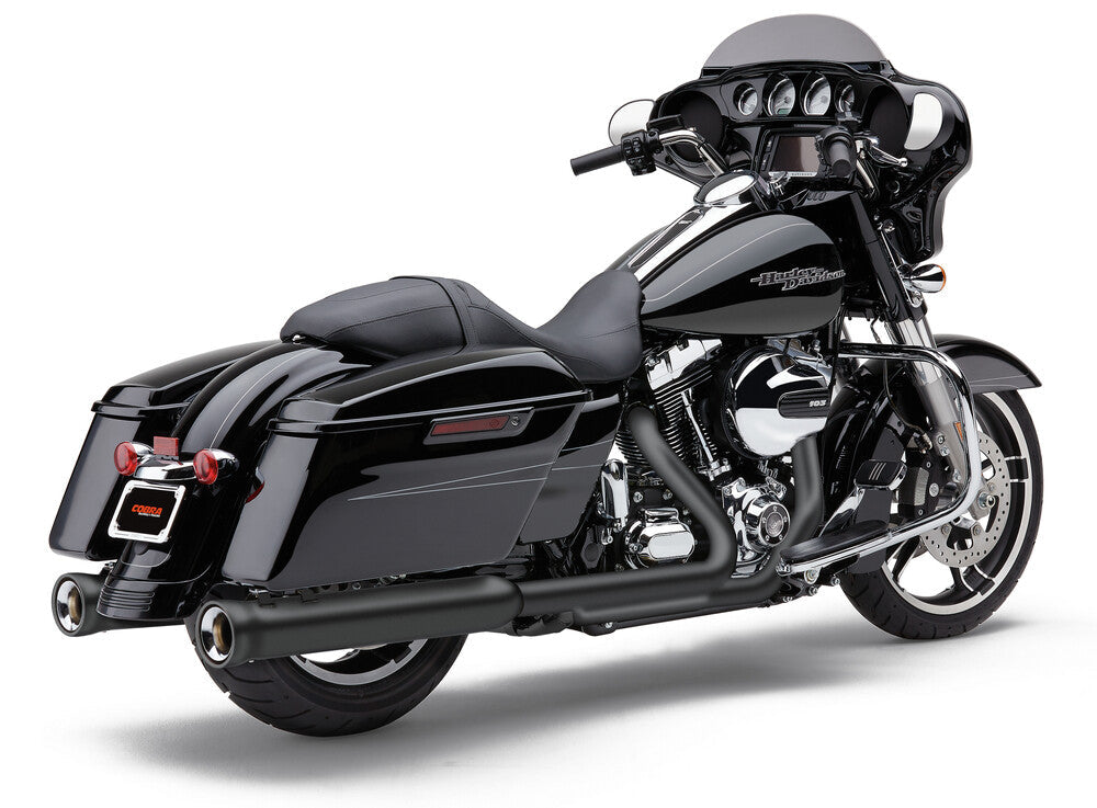 Cobra 4" NH Slip-ONS Black - 6107RB For Harley Touring 1995-2016