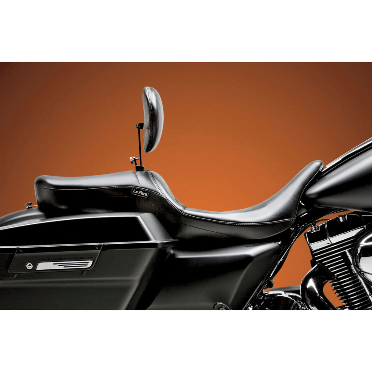 LePera Maverick Seat With Backrest Smooth Black - LK-957BRS For Harley Touring 2008-2023