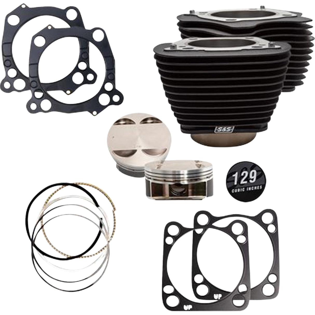 S&S Cycle Big Bore Cylinder Kit 4.375" Stroke Wrinkle Black Without Highlighted Fins M8 - 910-0844A For Harley Motorcycles 2017-2023
