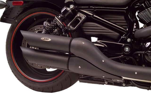 Tab Performance Night Rod Special Slash Cut Exhaust Pipes (Removable Baffle) Black For Harley Night Rod Special 2007-2017