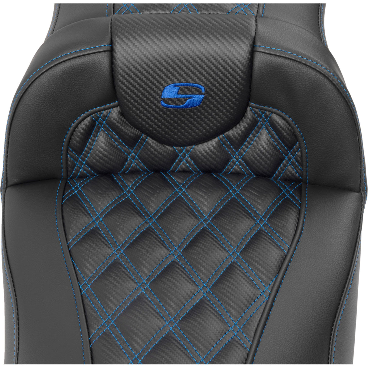 Saddlemen Roadsofa™ Extended Reach Seat Without Backrest Lattice Stitch Blue Stitch - 823-07-20701 For Harley Touring 2023-2026