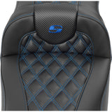 Saddlemen Roadsofa™ Extended Reach Seat Without Backrest Lattice Stitch Blue Stitch - 823-07-20701 For Harley Touring 2023-2026