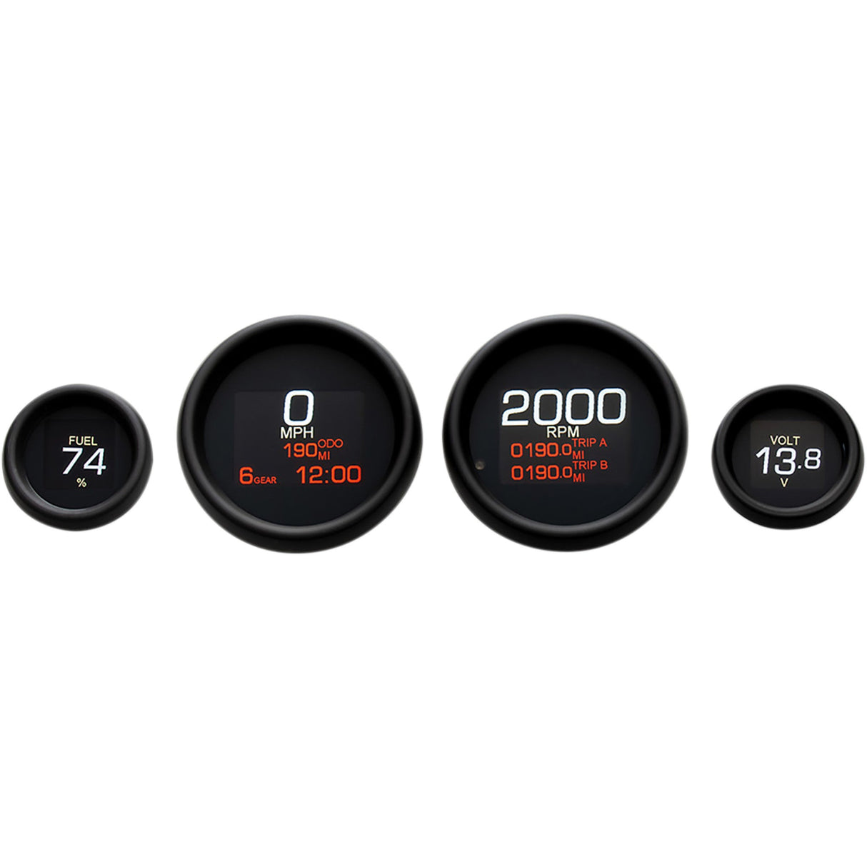 Dakota Digital Four-Gauge MLX Series Kit Black Bezel - MLX-8404-K For Harley Touring 2004-2013