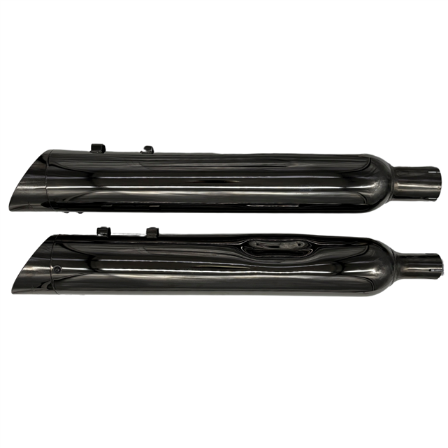 Tab Performance 4.5" B.A.M Stick Slip-On Mufflers | Torched Chrome - Torched Chrome Straight Tips, 2.5" Louvered Baffles 121-5297-T2-2.5