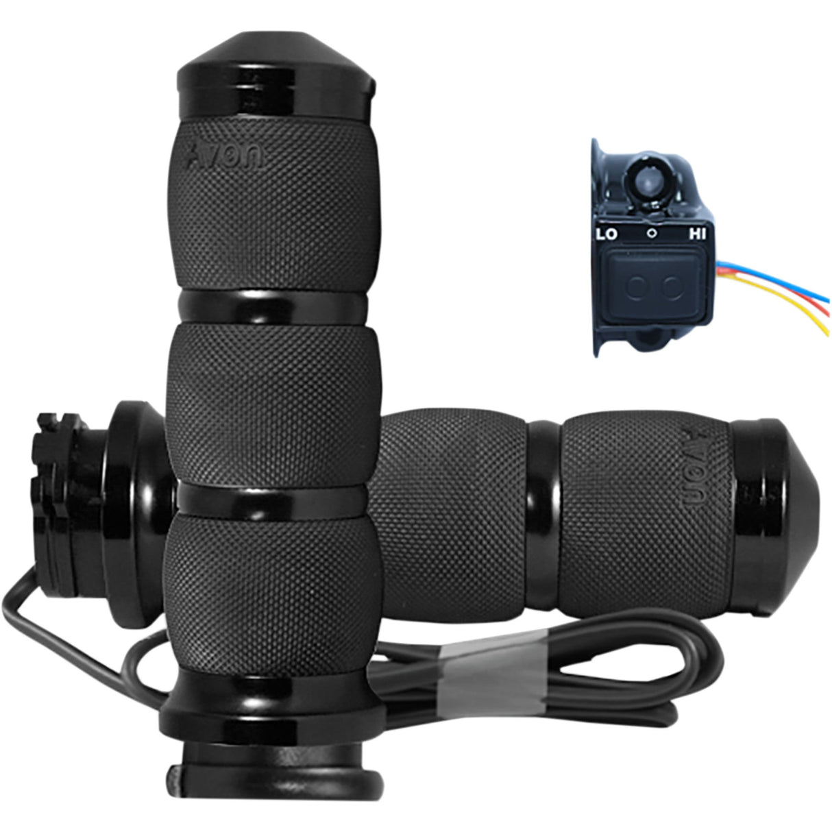 AVON GRIPS 0631-0195 AIR-90-ANO-HT Heated Grips Grips - Heated - Air Cushion - Cable - Black