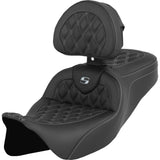 Saddlemen Roadsofa™ Lattice Stitch Seat With Backrest Silver Stitch - 808-07B-182B5 For Harley Touring 2008-2025