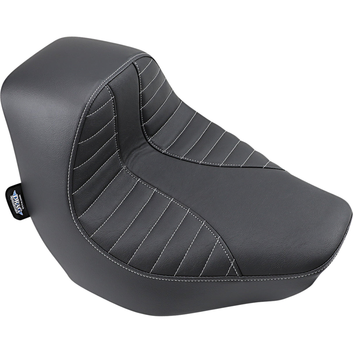 DRAG SPECIALTIES SEATS 0802-1273 EZ-ON Mount Solo Seat EZ-Solo Seat - Scorpion Stitch - Silver Thread - Vinyl - FXBR/S '18-'20
