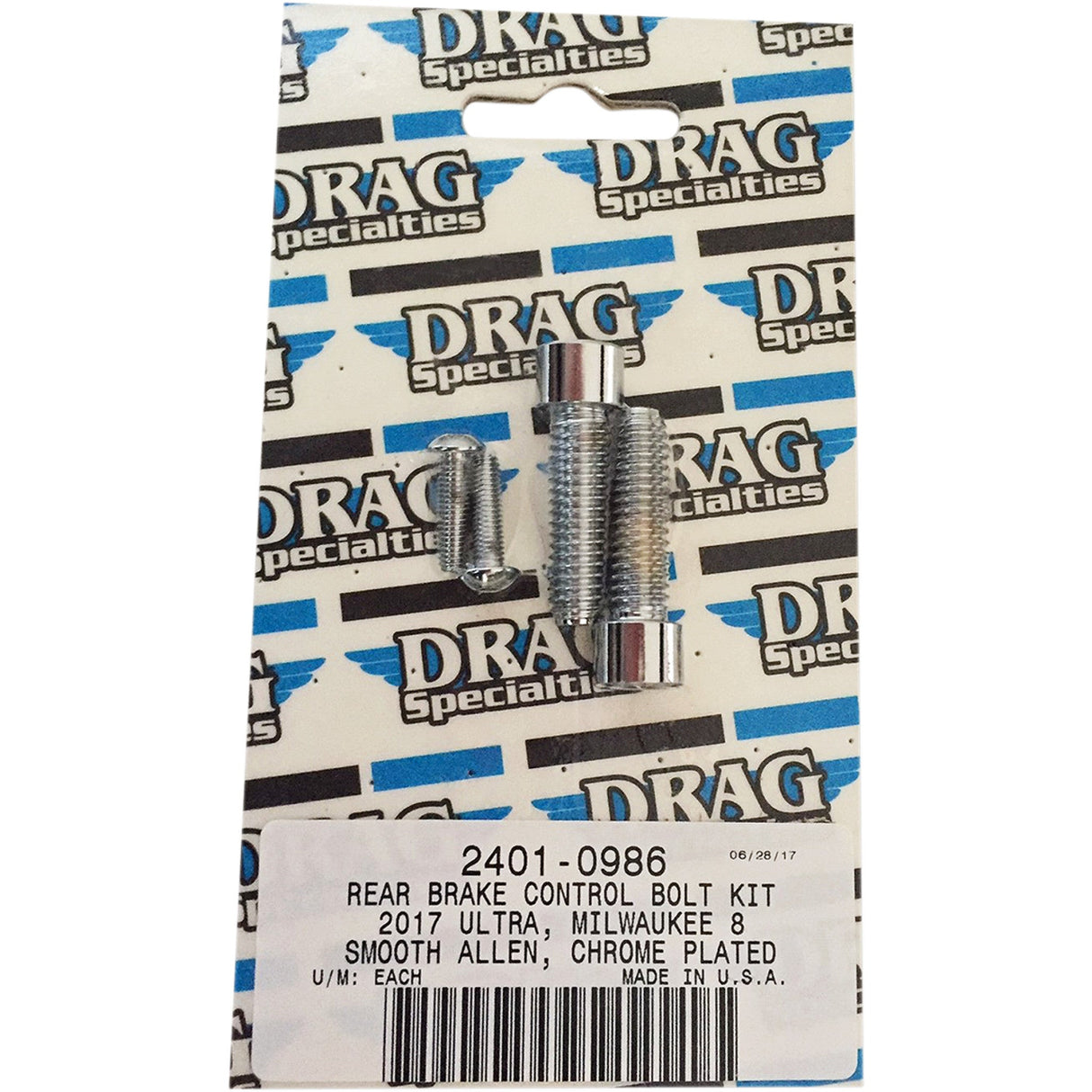 Drag Specialties M-Eight Bolt Kit Rear Brake Control Smooth Socket-Head Chrome M8 For Harley Motorcycles 2017-2021