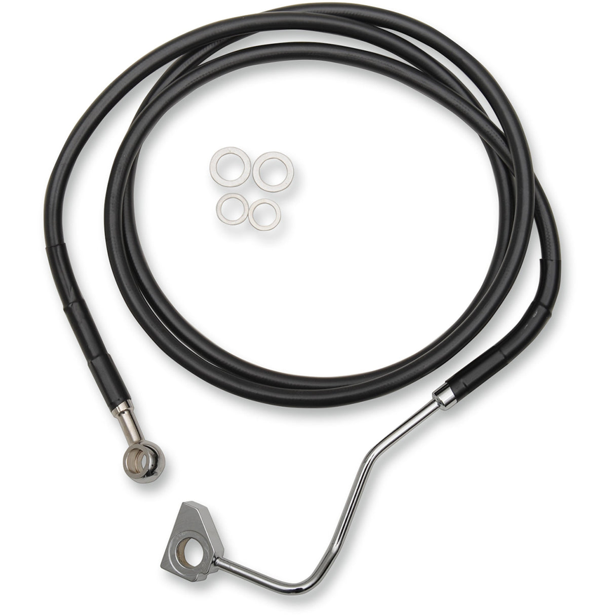 Drag Specialties Stainless Steel Brake Line Kit Front (Upper) Black For Harley Touring 2014-2022