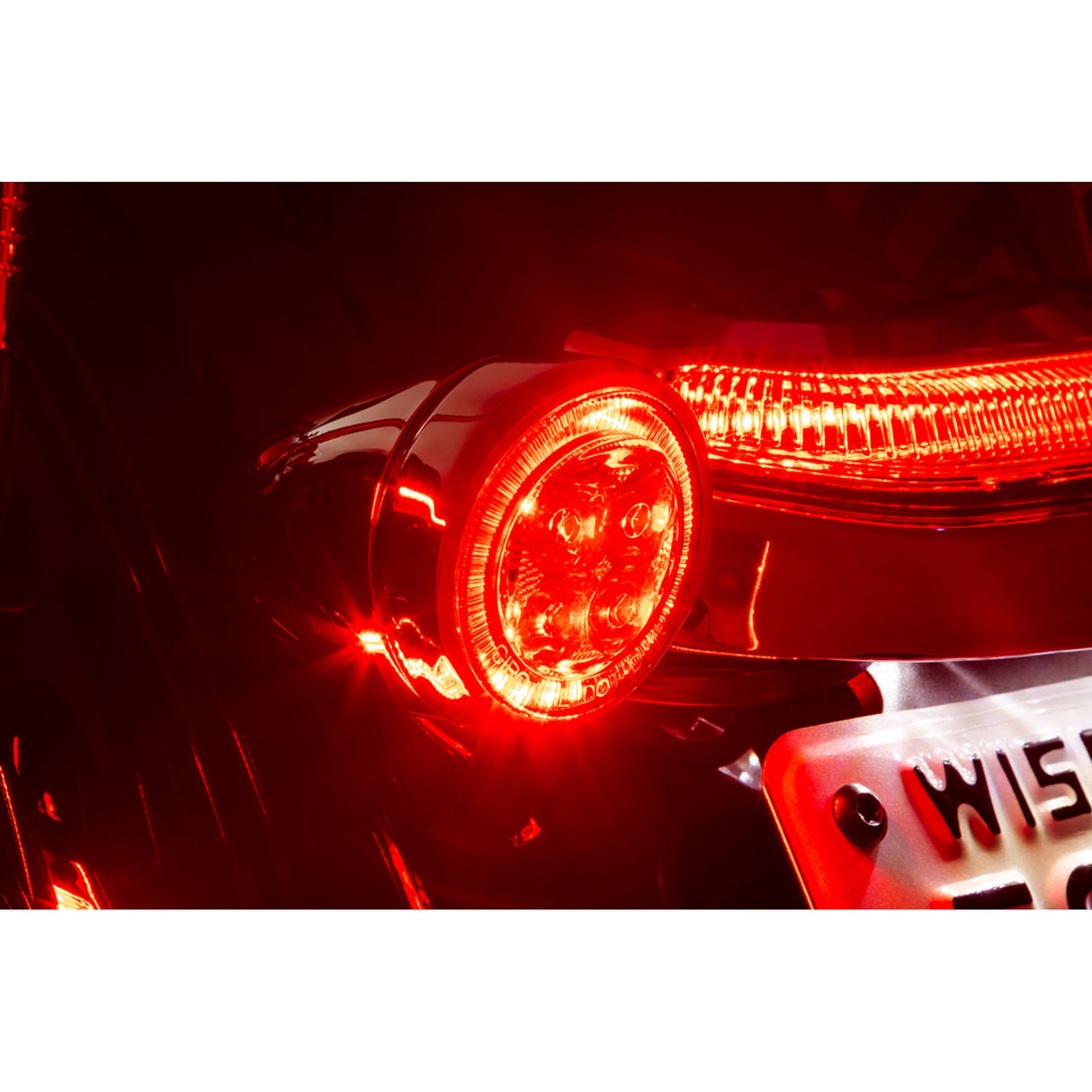 Ciro Fang® Rear Turn Signal Light Inserts Red LED Red Lens Chrome - 45700 For Harley Motorcycles 1957-2026