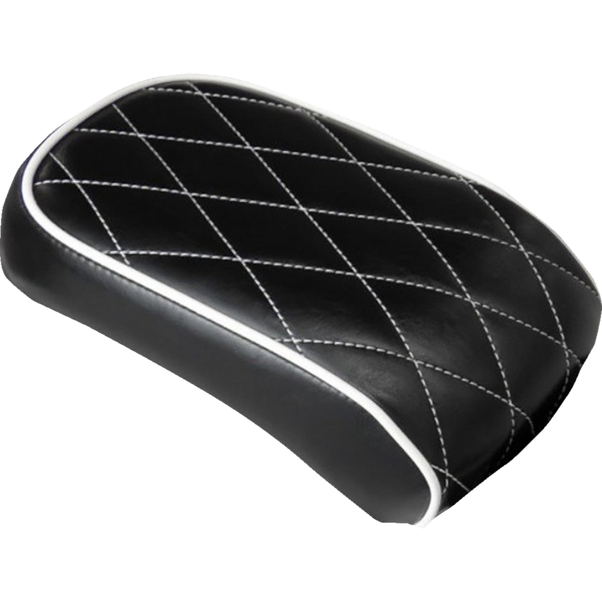 LePera Bare Bones Solo Seat Pillion Pad Diamond Black With White Stitch - LXE-007PDMWTP For Harley Softail 1984-2017
