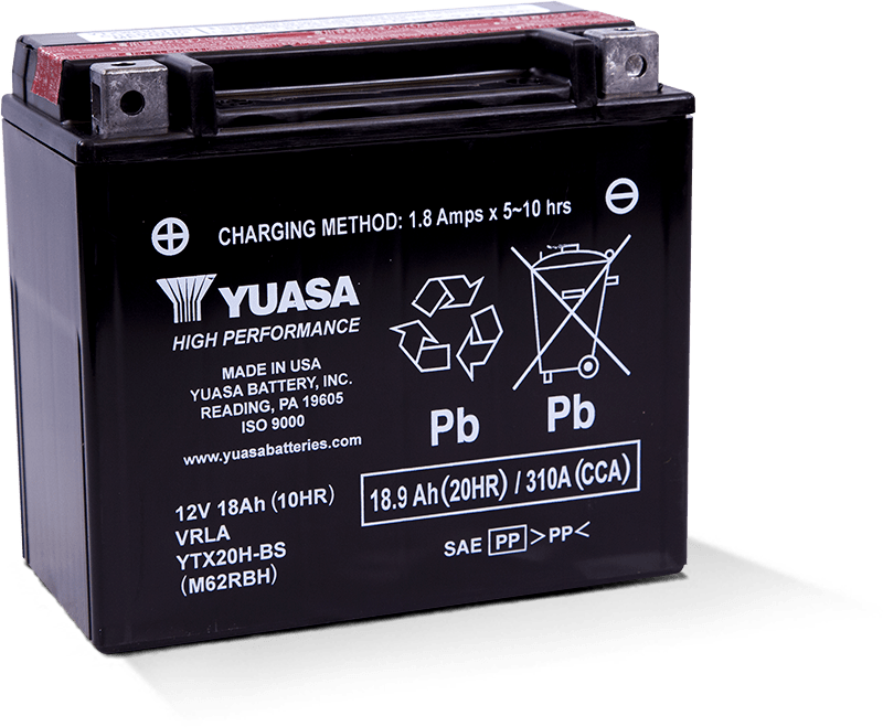Yuasa Battery YUAM62RBH Yuasa YTX20H-BS High Performance AGM 12-Volt Battery W/bottle