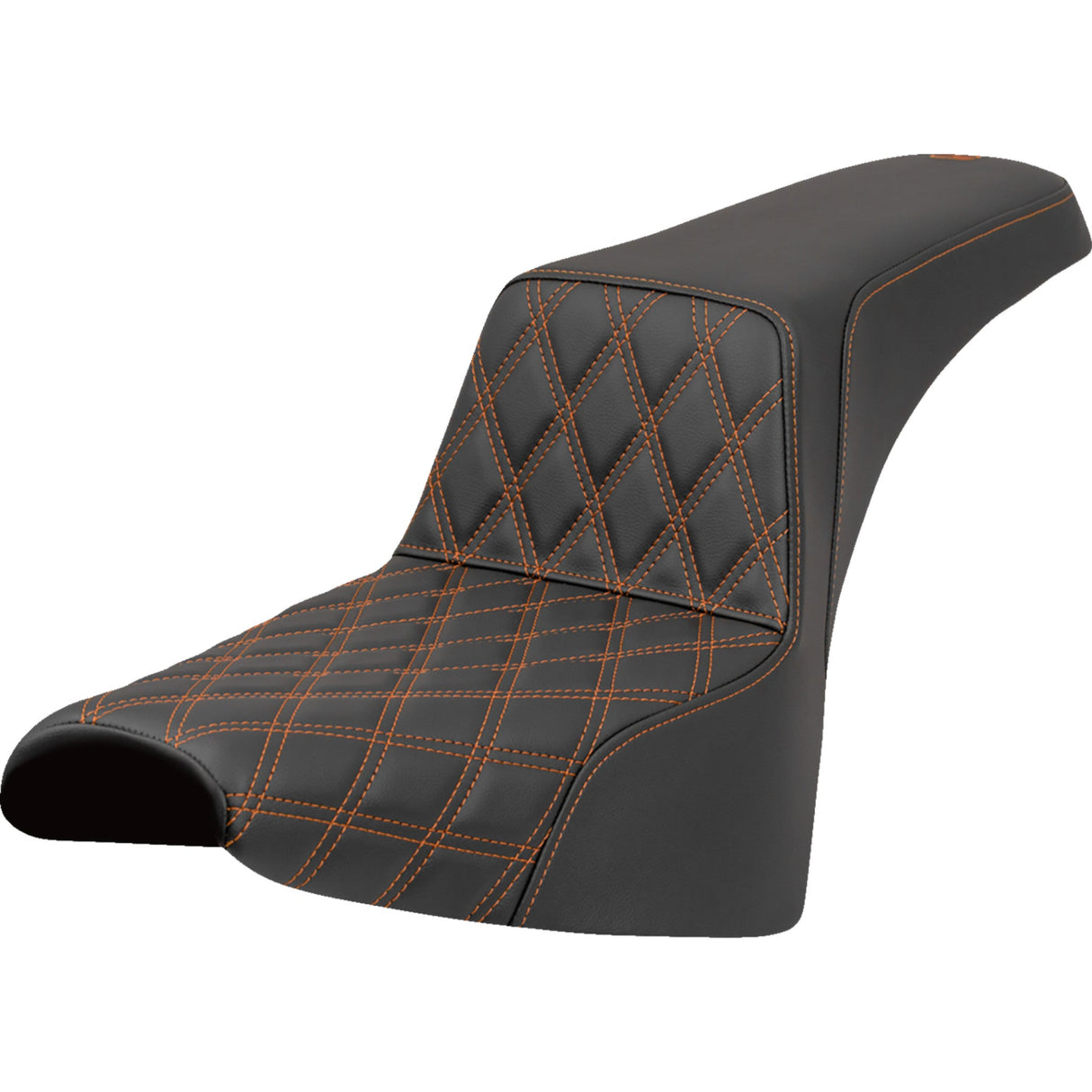 Saddlemen Lattice Stitch Step-Up Seat Front Orange Stitch - 818-30-17203 For Harley Softail 2018-2023