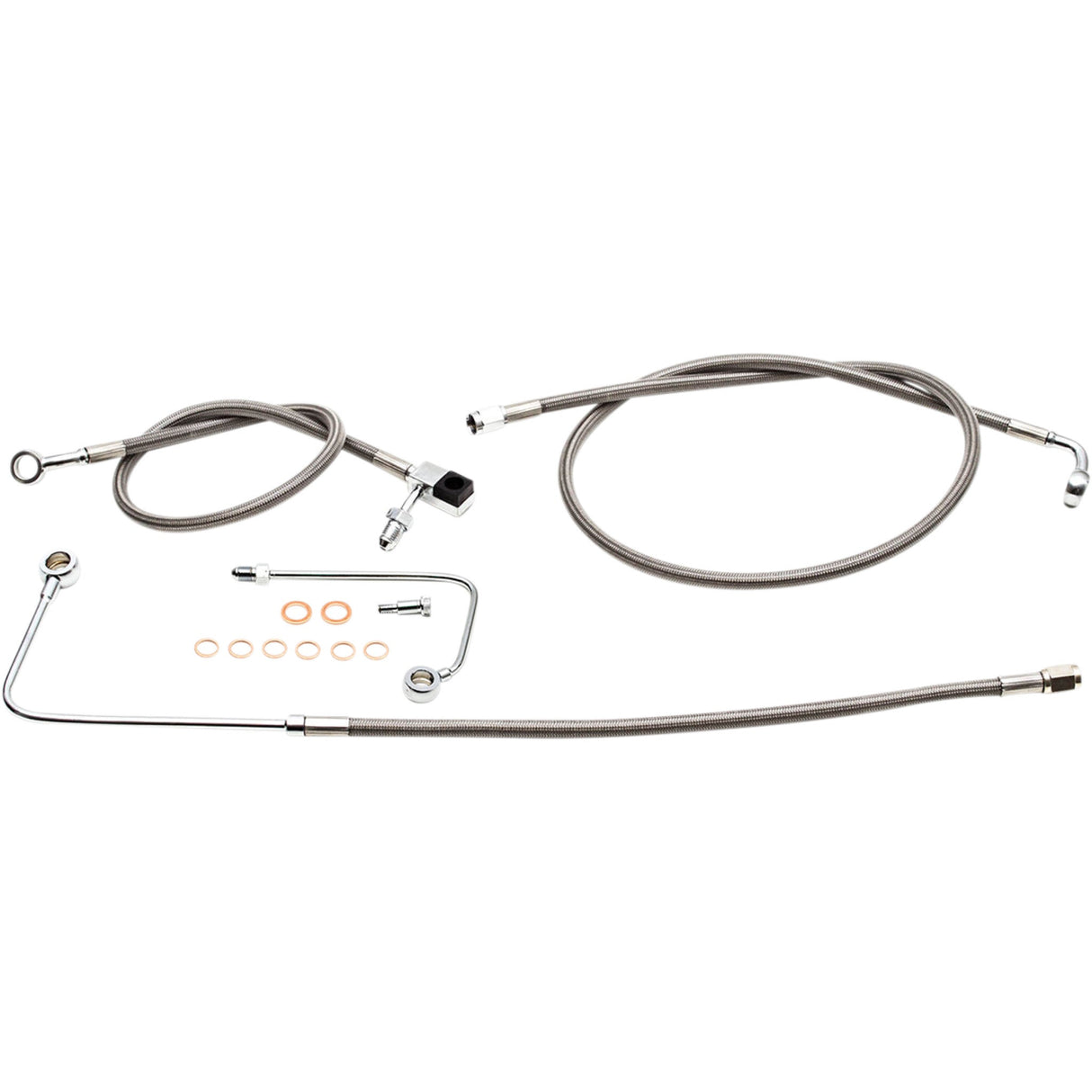 LA CHOPPERS 1741-4625 LA-8151B13 Stainless Steel Brake Line Kit - Brake Lines - 12" - 14" Ape Hanger Handlebars - Stainless Steel