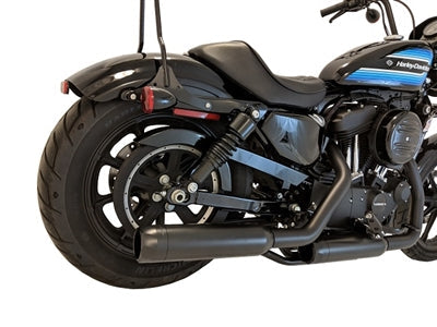 Tab Performance 151-2290-B3-2.25 14 -Up Harley Davidson Sportster XL Black Tip Slip On Muffler Compatible Exhaust Pipes with 2.25 Inch Louvered Core Baffles (Medium) and Black Billet Aluminum Slash Cut End Caps