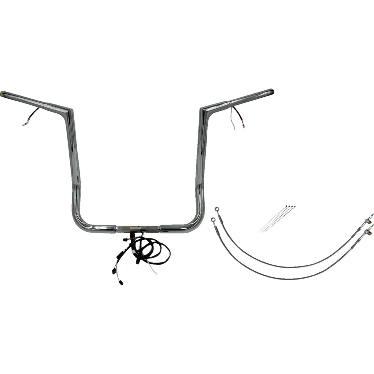 Fat Baggers Inc. EZ Install Wired 1-1/4" Flat Top Handlebar Kit Handlebar Kit Flat Top 16" Chrome - 702216 For Harley Touring 2016-2020