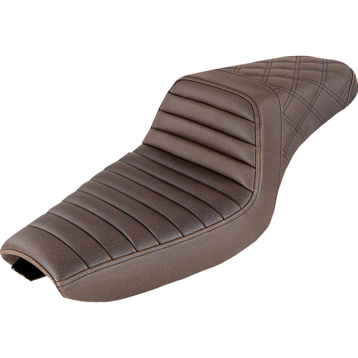 Saddlemen Step-Up Seat — Rear Lattice Stitch Front Tuck-N-Roll Brown - 807-03-176BR For Harley Sportster 2004-2020 (4.5G Tank)