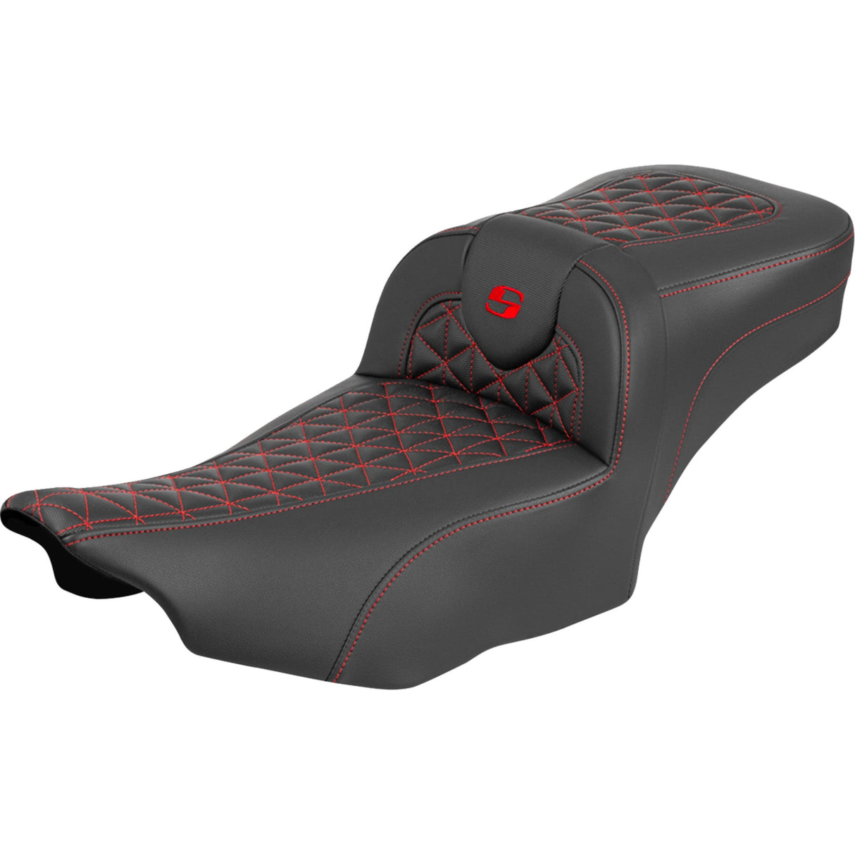 Saddlemen Roadsofa™ Extended Reach Seat Without Backrest Red Stitch - 823-07-21104 For Harley Touring 2023-2026