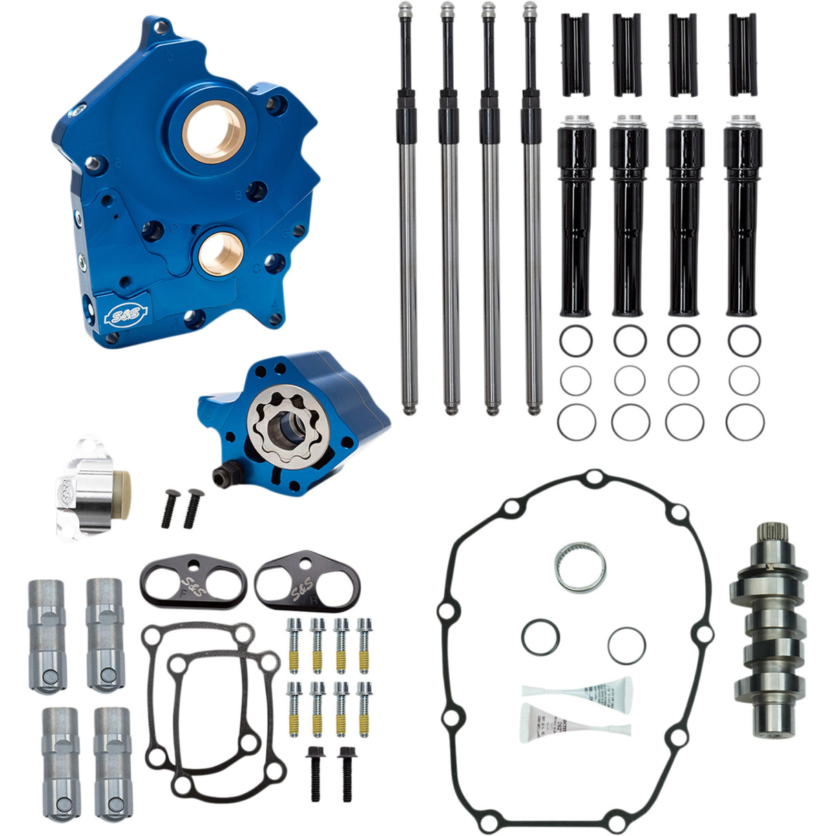 S&S CYCLE 0925-1665 310-1012C Cam Chest Kit for M8 Cam Chest Kit - Oil Cooled - Chain Drive - 475 Cam - Black Pushrod Tubes - M8