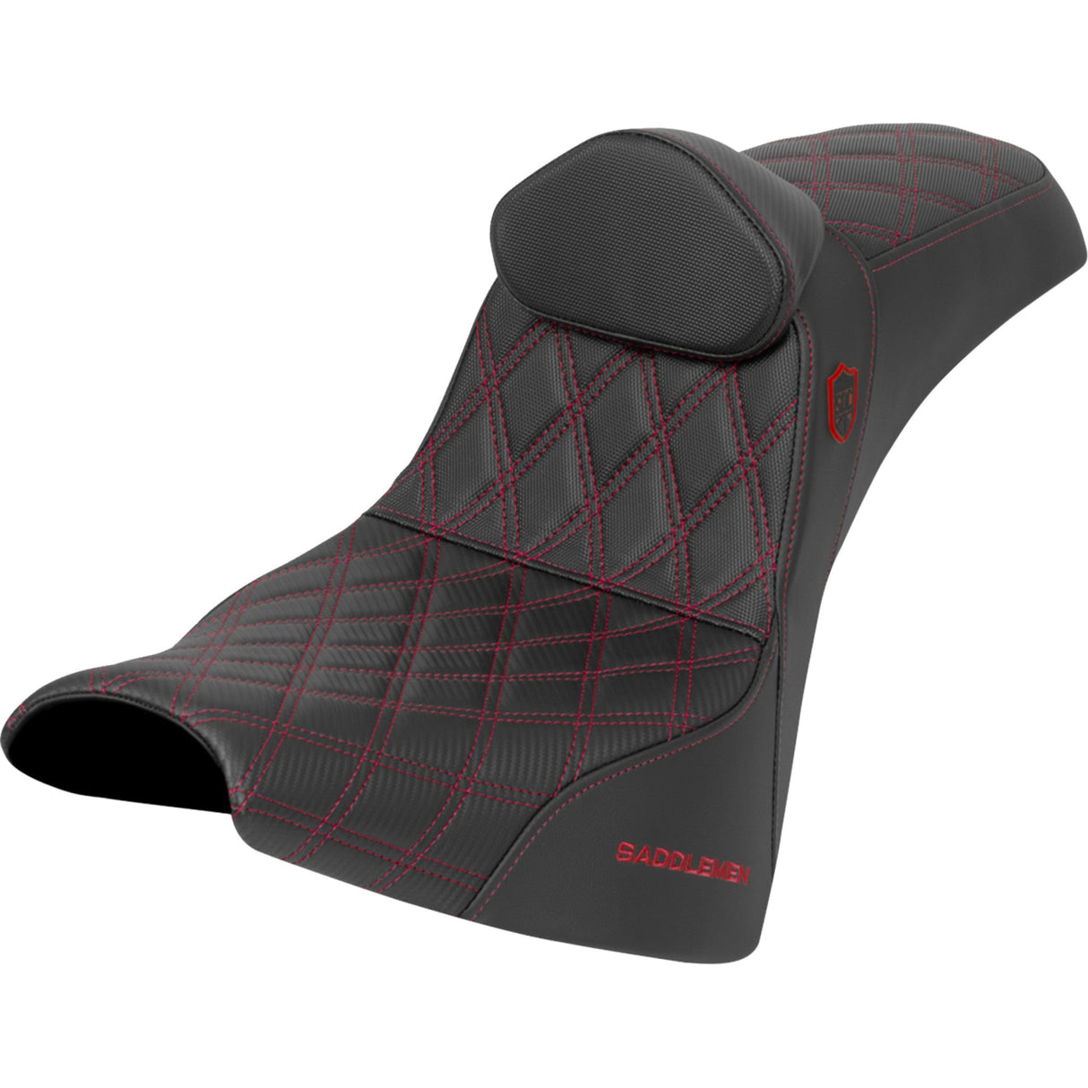 SADDLEMEN 0802-1694 SC81830DB4 Pro Series SDC Performance Grip Seat Pro Series SDC Performance Seat - w/ Backrest - Red Stitch - Gripper - FXBB/FXST '18-'25