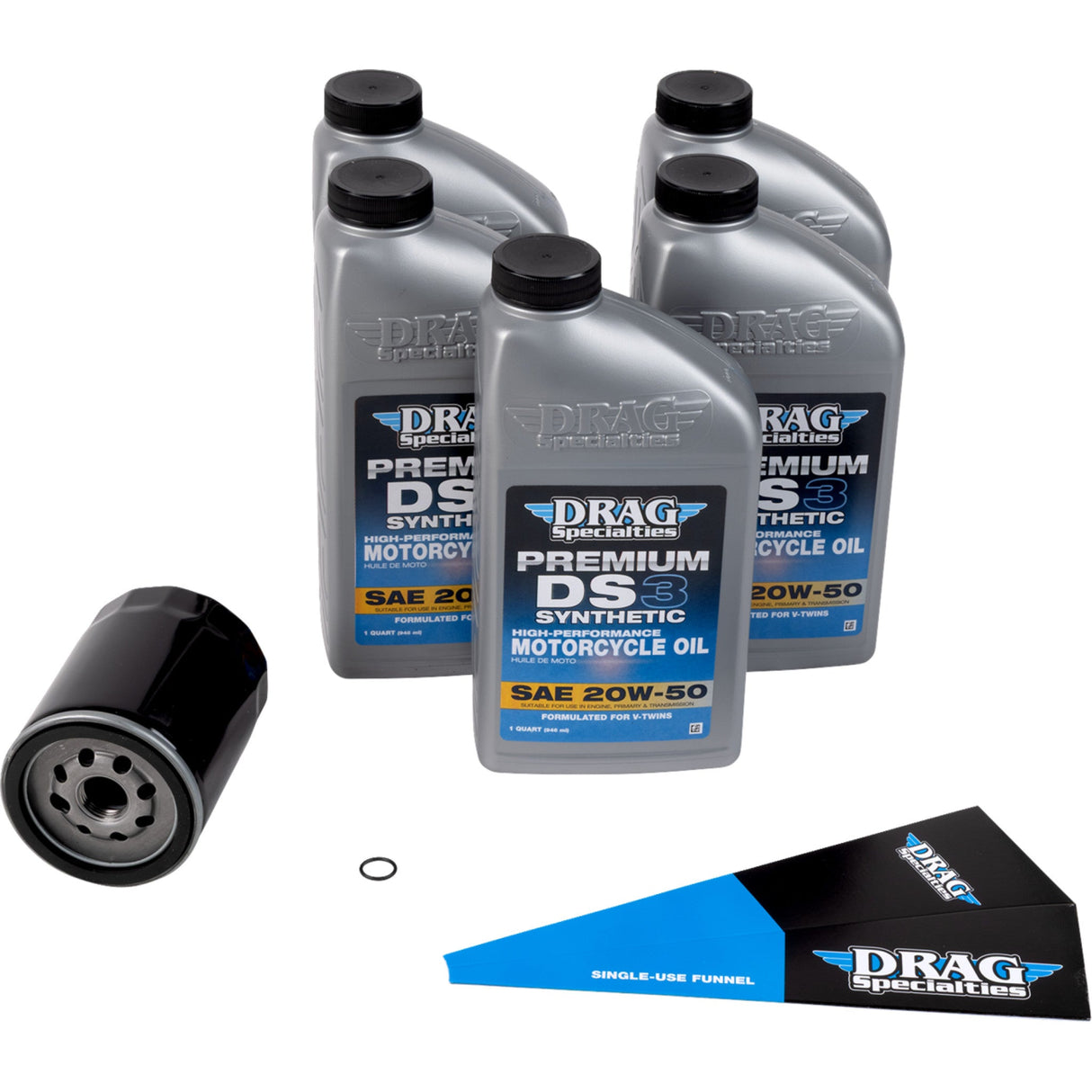DRAG SPECIALTIES OIL 3601-1042 Oil Change Kit full synthetic  - 20w50 - m8 - black filter