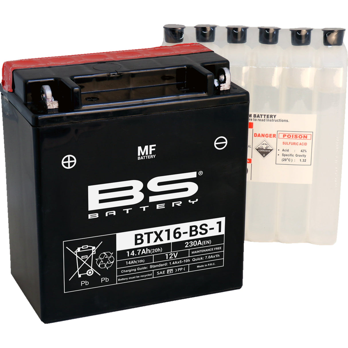 Bs Battery BTX Battery - 300623 Suzuki 500F QuadRunner 4x4 / 500F QuadMaster 4x4 / 1500 Intruder 2005-2011