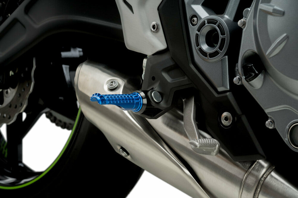Puig Hi-Tech Parts Footpegs R-Fighter Blue - 9192A For Ducati Motorcycles 2008-2020 | Honda Motorcycles 2000-2021 | Triumph Motorcycles 2008-2021