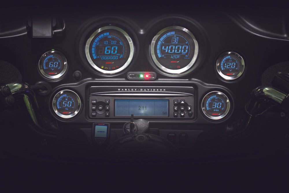 Koso North America Digital Gauge Cluster Silver Bezel Flht AND Fltr - BA050901 For Harley Touring 2004-2013