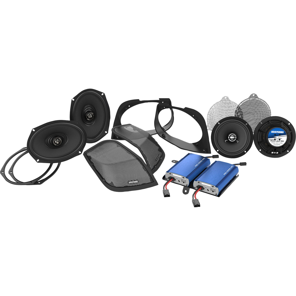 Hogtunes Cut-In Lid Kit With Speakers Amplifier - RETRO 450.4 KIT For Harley Touring 2014-2024