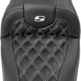 Saddlemen Roadsofa™ Carbon Fiber Seat Without Backrest Lattice Stitch Silver Stitch FL FX - 823-07-20605 For Harley Touring 2023-2026