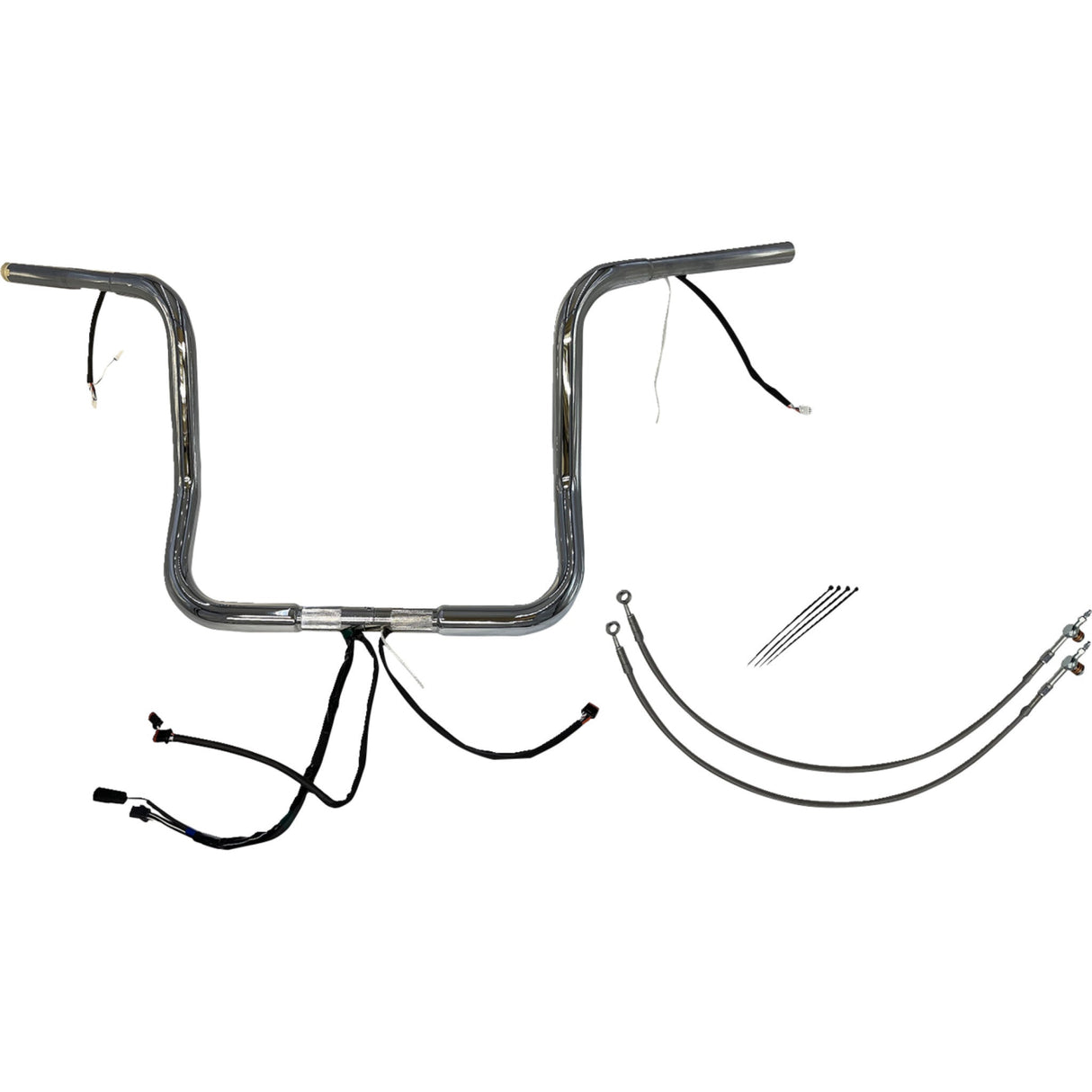 FAT Baggers INC. EZ Install Wired 1-1/4" Round Top Handlebar Kit 14" Chrome - 902514 For Harley Touring 2016-2020