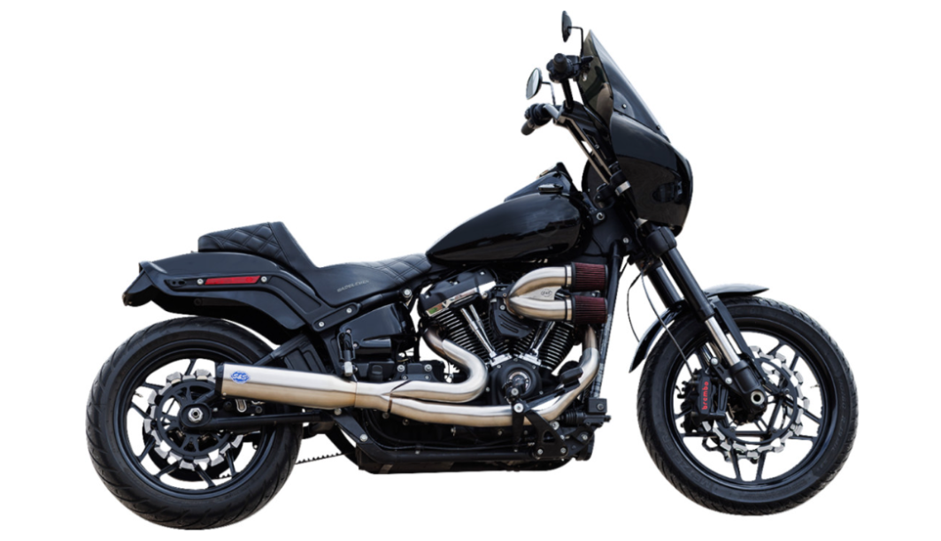 S&S Cycle 2-Into-1 Qualifier Exhaust System 50-State Silver Softail - 550-1103 For Harley Softail 2018-2024