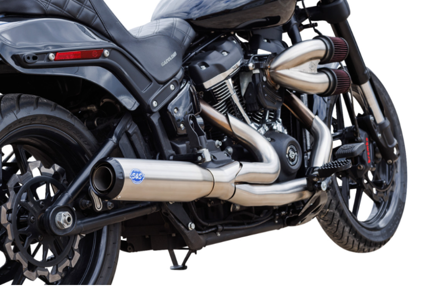 S&S Cycle 2-Into-1 Qualifier Exhaust System 50-State Silver Softail - 550-1103 For Harley Softail 2018-2024