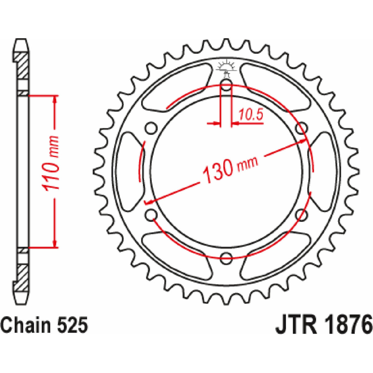JT SPROCKETS 1210-2763 JTR1876.42 Rear Sprocket 42 tooth - yamaha